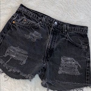 Levi’s 505 Distressed Cutoff Jean Shorts - Black